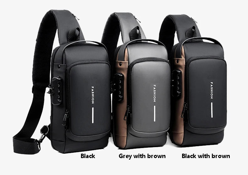 Chest Bag Multifunction Crossbody Sport Running Travel Sling Pack Anti-theft USB Charge Shoulder Messenger Pack Luxury Brand Men