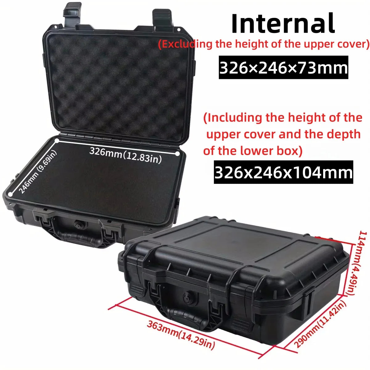 1pc Waterproof Hard Carry Case Bag Tool Case With Pre-cut Sponge Storage Box Safety Protector Organizer Hardware Toolbox