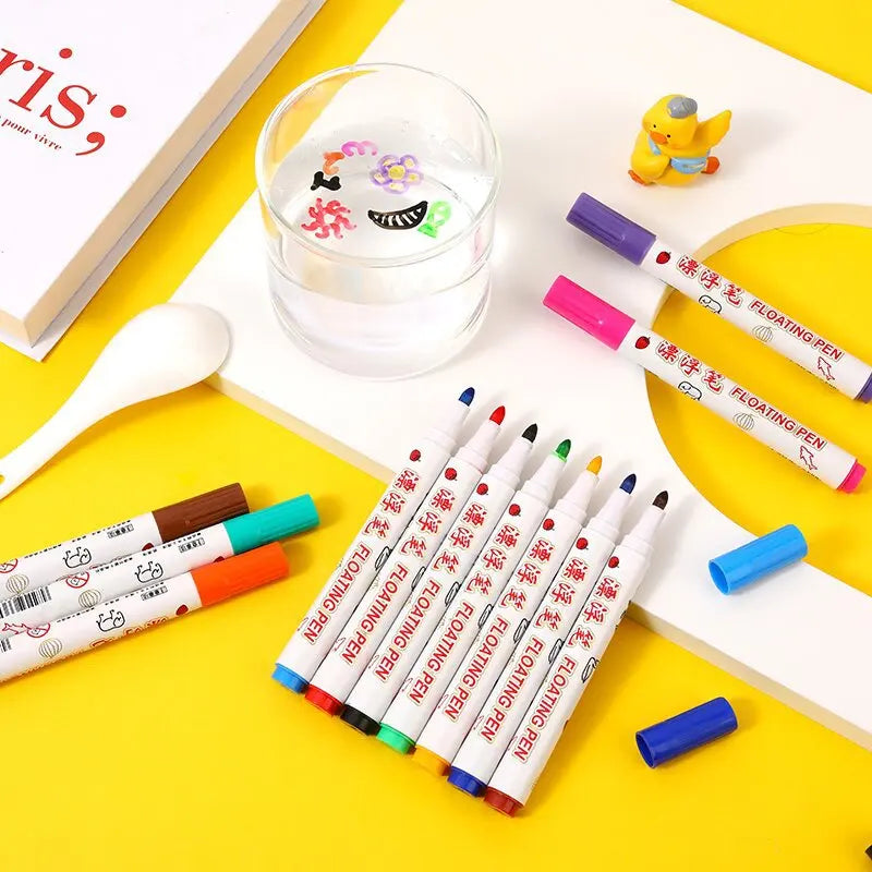 8/12 Colors Magical Water Floating Student Painting Brush  Whiteboard Markers Pen Suspension Kids Educational Painting Pen Toys