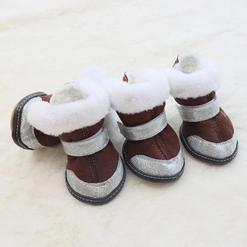 4pcs/set Thickened Dog Snow Boots Windproof Adjustable Non-slip Pet Boots Reflective Soft Dog Warm Shoes for Dogs Puppy