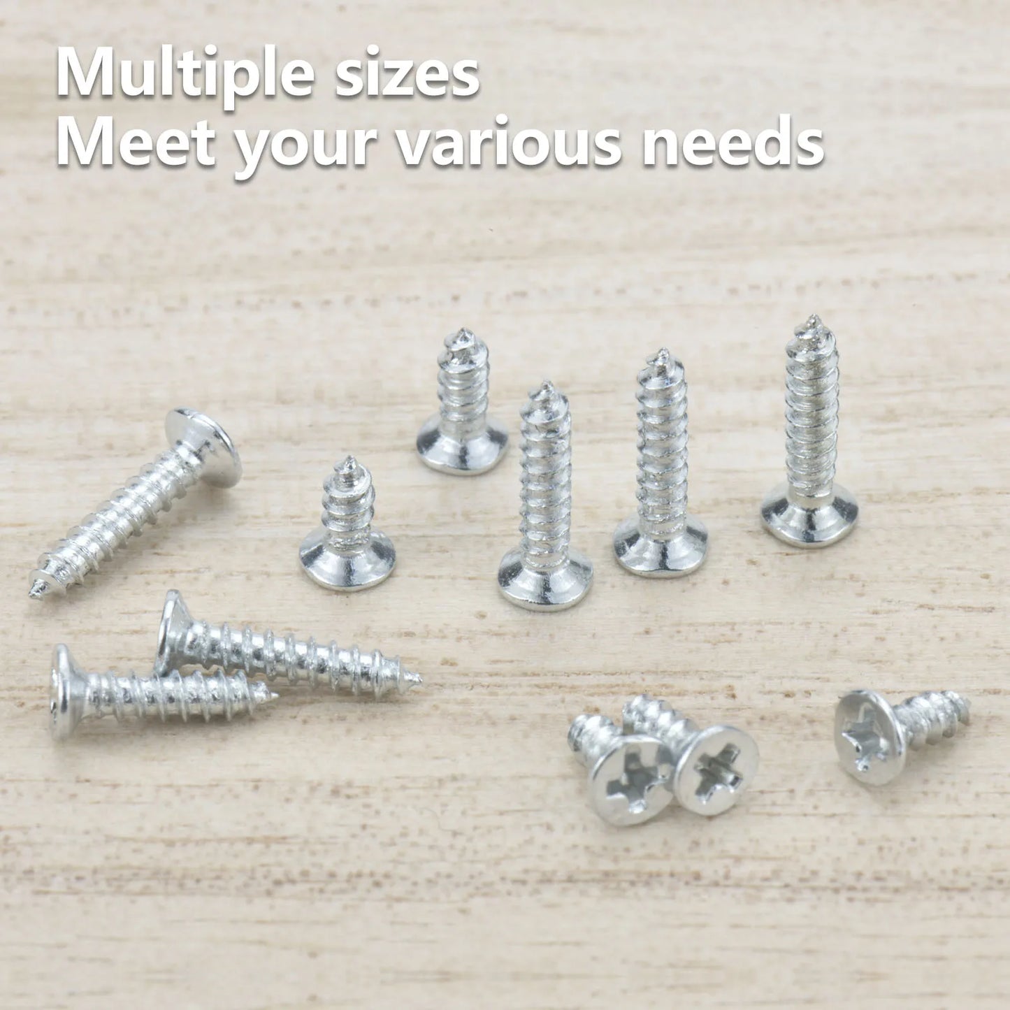 500pcs M2 Self Tapping Phillips Screws Assortment Kit 5 Sizes Alloy Steel Cross Drive Flat Head Self Drilling Wood Screws DIY