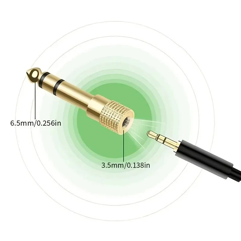 2-Pack 6.5mm to 3.5mm and 3.5mm to 6.5mm Audio Adapter Set 1/4-inch to 1/8-inch and 1/8-inch to 1/4-inch Suitable for Headphone