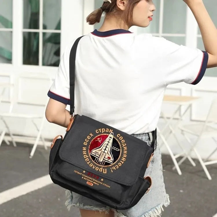 Black, Russian Soviet CCCP USSR Hammer Sickle, Student Kids Teens, Anime Messenger Crossbody Shoulder Bags for School Girls Boy