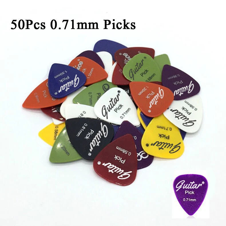 50Pcs/Set Electric Guitar Pick Acoustic Music Picks Plectrum 0.58/0.71/0.81/0.96/1.20/1.50mm Thickness Guitar Accessories GYH