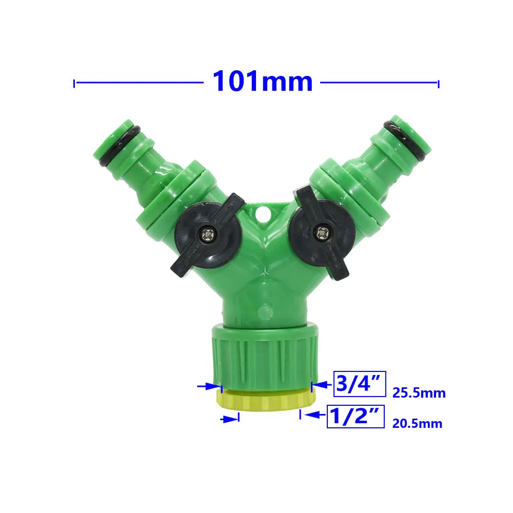 1/2 3/4 Thread 2-way Tap Hose Water Splitter Garden Tap Y Splitter Watering Fittings Adjustable Switch Joints