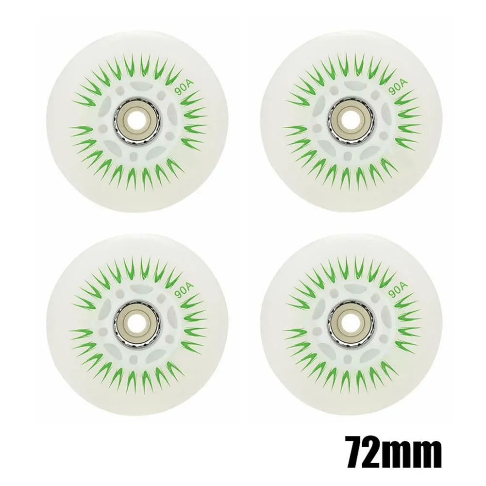 4PCS Flash Inline Skate Wheels 90A LED Lighting Skating Wheel Flash Wheels Sliding Roller Skating Shoes 80mm 76mm 72mm 68mm