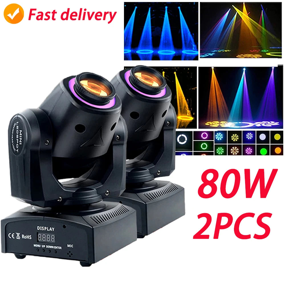 2024 LED Lights DJ Disco Shaking Head Flash 1/2/4PC 80W Moving Head Spotlight Pattern Lights Bar Club Performance Event Ballroom