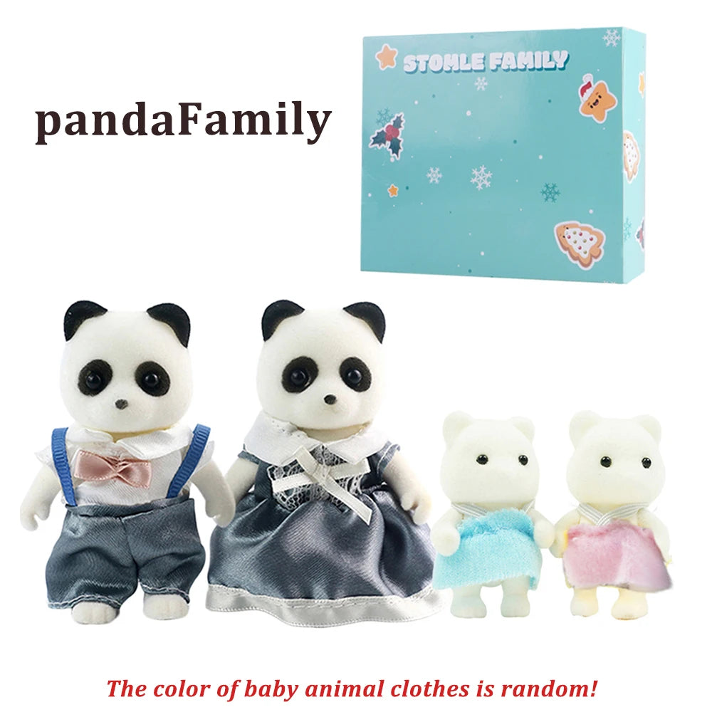 Box Packing Forest Family Reindeer Bunny Panda Animal Simulation Dollhouse Playset Play House Toy Accessories Xmas Gift for kids