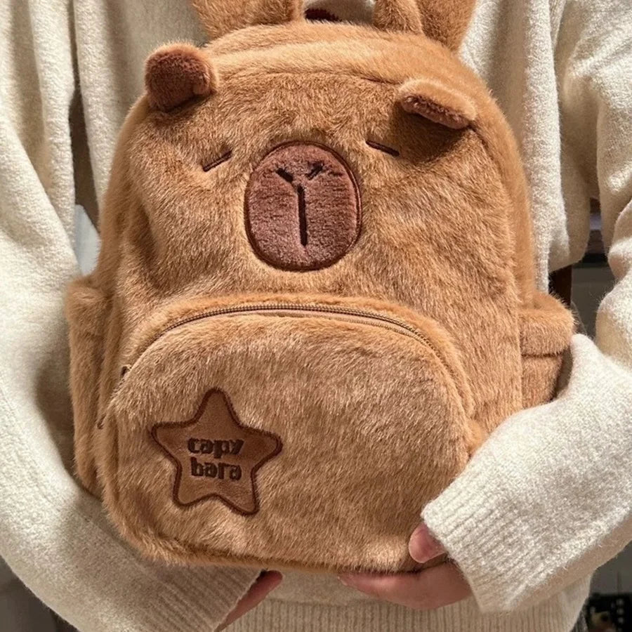 Capybara Plush Backpack Kawaii Fashion Plushie Doll Fur Bag Children's Bag Shoulder Bag Mini Knapsack Bags Gifts For Girlfriend