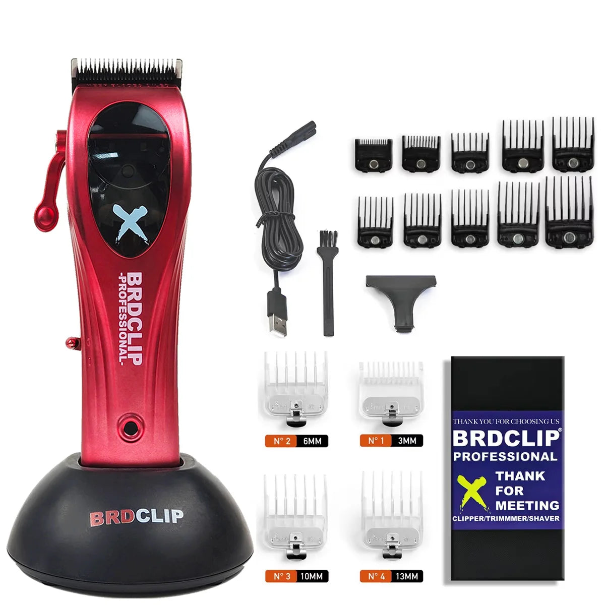 BRDCLIP X1C 9000RPM Magnetic Motor Hair Clipper Professional Barber Hair Cutting Machine Salon Trimmer for Men with Charge Base