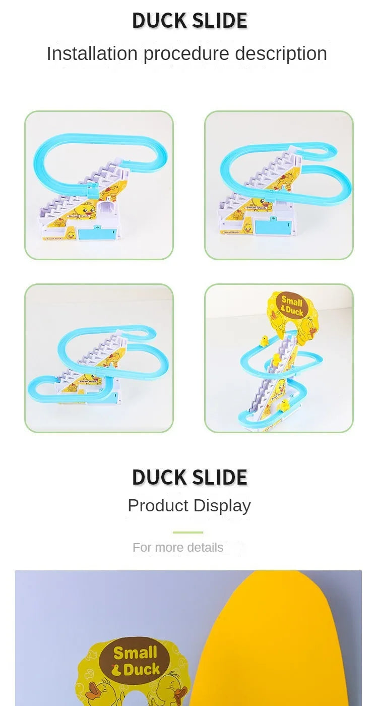 Audible and Visual Little Duck Climbing Stairs, CHILDREN'S Electric Track, Music Little Yellow Duck Sliding Slide