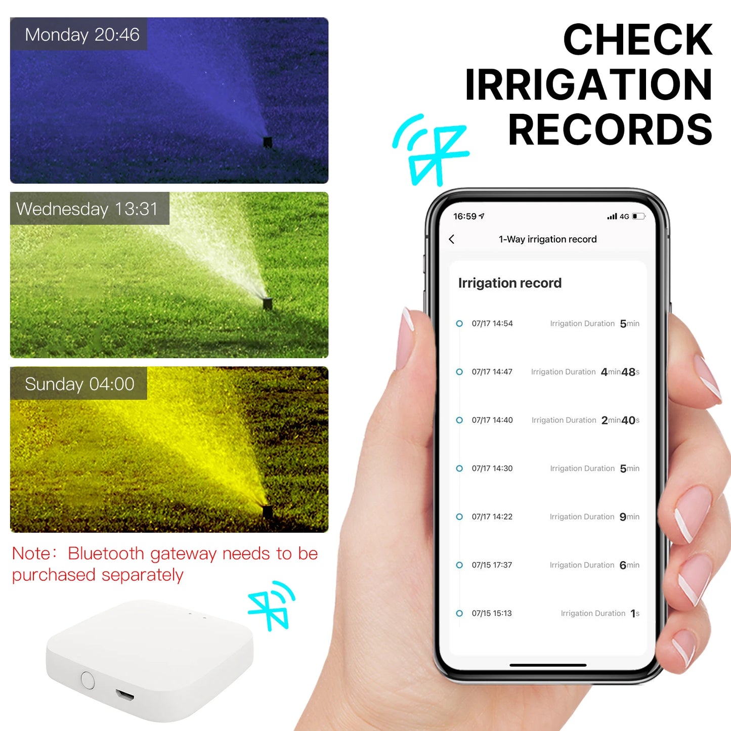 Bluetooth Smart Garden Sprinkler Water Timer by 2 Way Rain Delay Filter Washer Programmable and Automatic Irrigation Controller