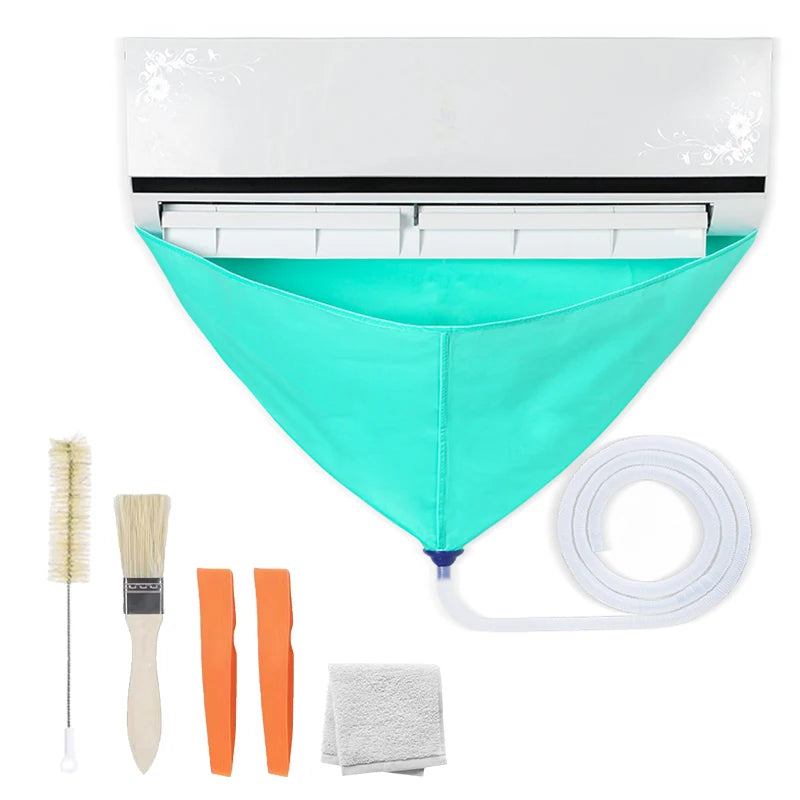 Air Conditioning Cleaning Kit Leak-proof Cover Full Set of Air Conditioner Cleaner with Water Pipe Disassembly-free Clean Tools