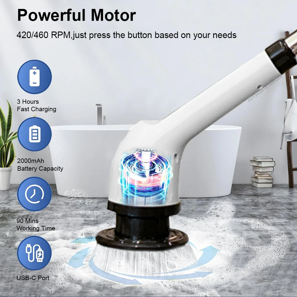 9-in-1 Electric Cleaning Brush Multifunctional Kitchen Bathroom Cleaning Brush Rotary Wireless Electric Spin Cleaning Machine