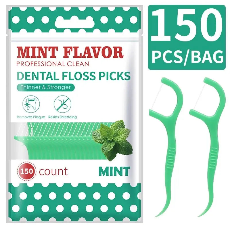 200pcs Dental Floss and Plastic Toothpicks for One-time Cleaning of Dental Gaps-Oral Care