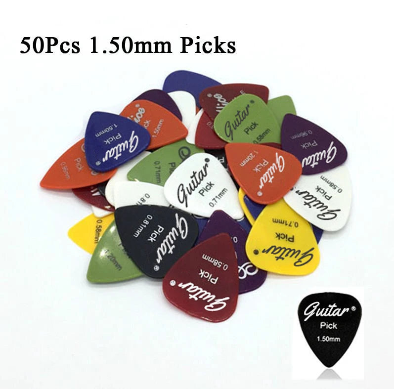 50Pcs/Set Electric Guitar Pick Acoustic Music Picks Plectrum 0.58/0.71/0.81/0.96/1.20/1.50mm Thickness Guitar Accessories GYH