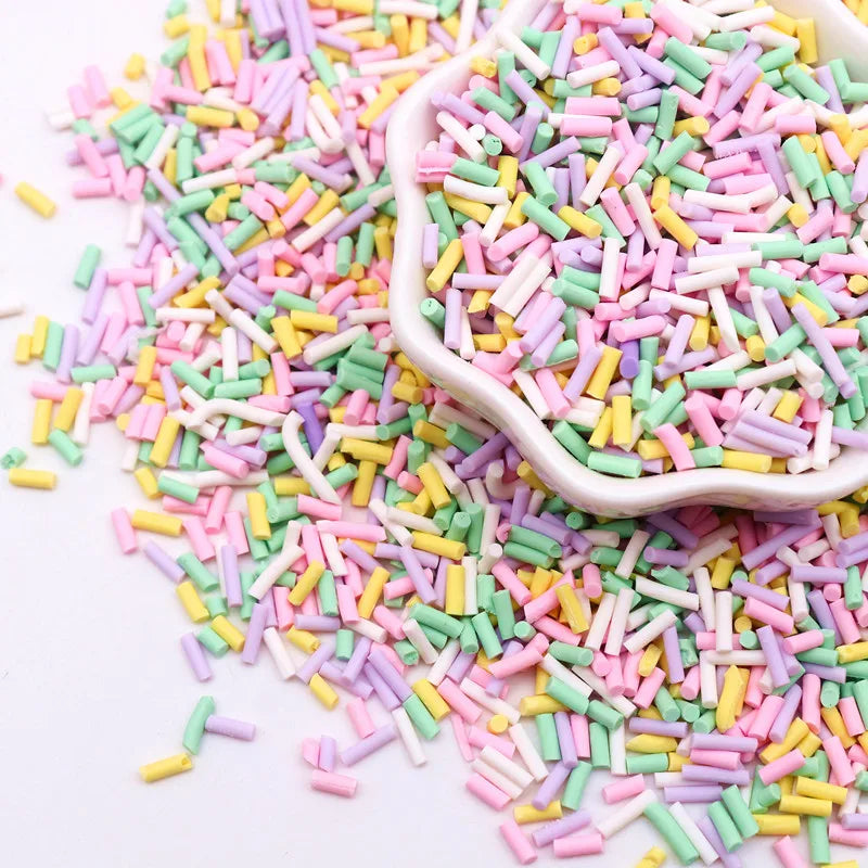 Candy Polymer Clay Slices 1mm Thin Sprinkles Long Cylindrical Hot Clay for Slime Supplies DIY Crafts Tiny Plastic Klei Accessory