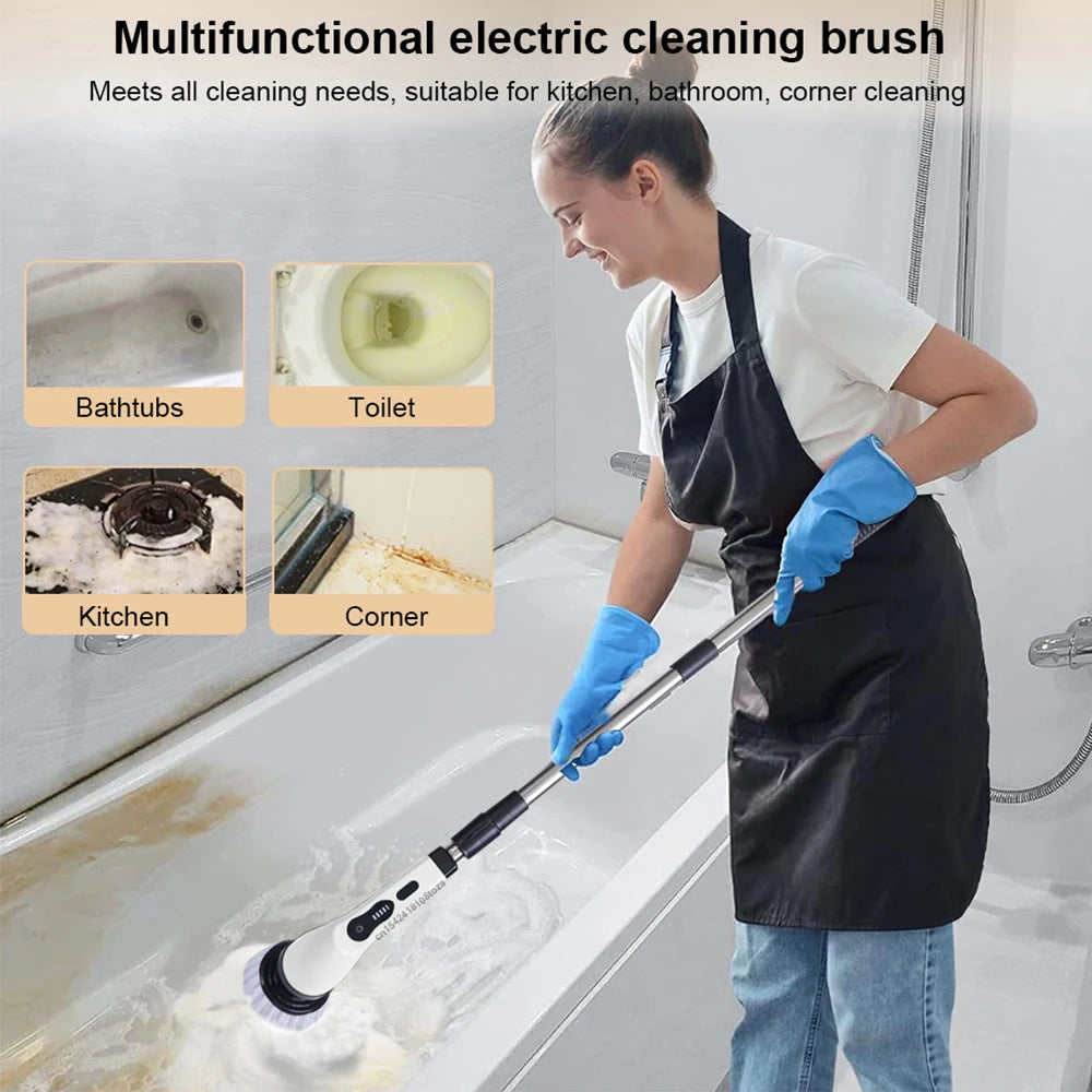 9-in-1 Electric Cleaning Brush Multifunctional Kitchen Bathroom Cleaning Brush Rotary Wireless Electric Spin Cleaning Machine