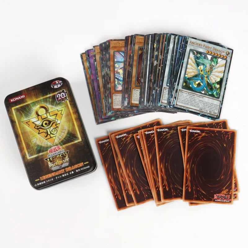 66-148PCS Yugioh Cards with Tin Box Yu Gi Oh Card English Holographic Golden Letter Duel Links Game Card Blue Eyes Exodia