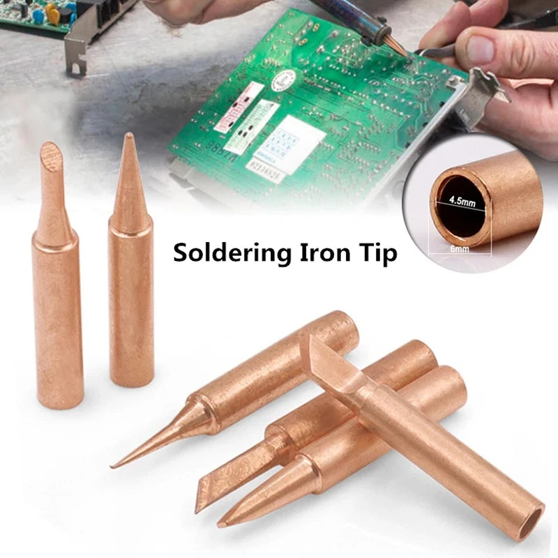 5PCS Copper Iron Tip I/B /K/2.4D/3C Set 900M-T Welding Tip Head Tools Inside Hot Bare Copper Electric Soldering Iron Tools