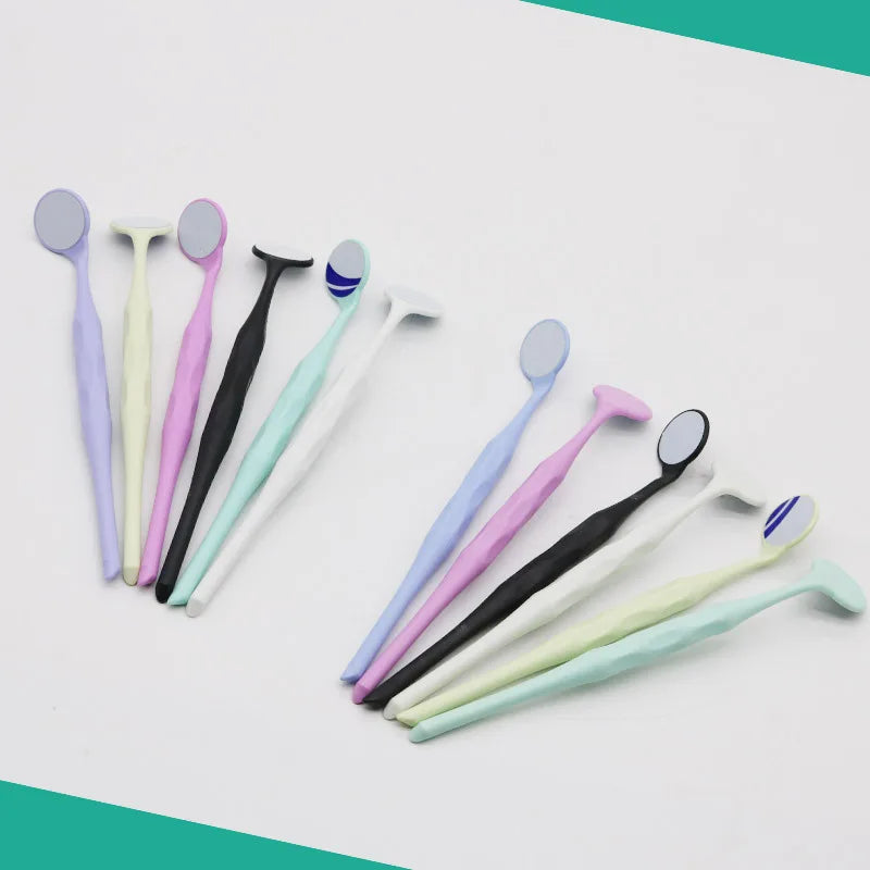 AG 10pcs/Box Dental Double Sided Mouth Mirrors Autoclavable Surface Exam Reflectors With Handle Oral Tooth Whitening