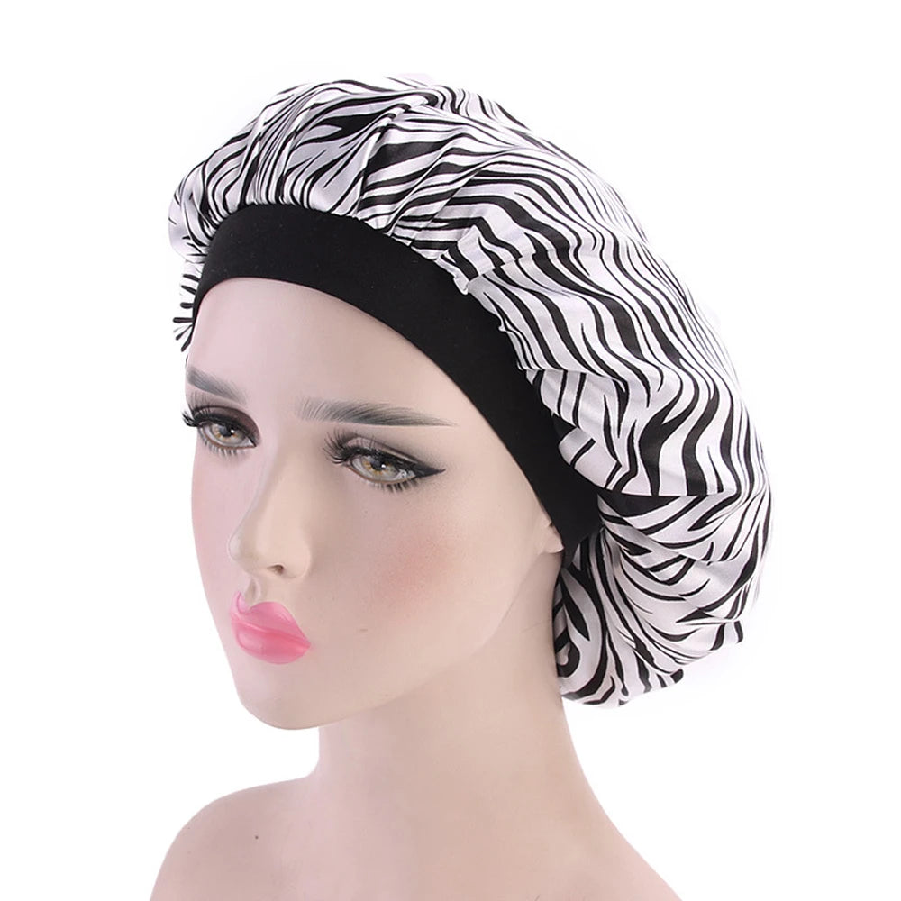 1 Pc Soft Night Sleep Hat Women Elastic Wide Band Fashion Hair Loss Cover Head Wrap Satin Bonnet  Beauty Chemo Caps Care