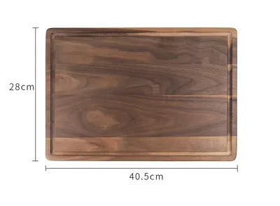 Black walnut round pizza chopping board with handle Solid wood unpainted household cutting board Slotted steak plate bread