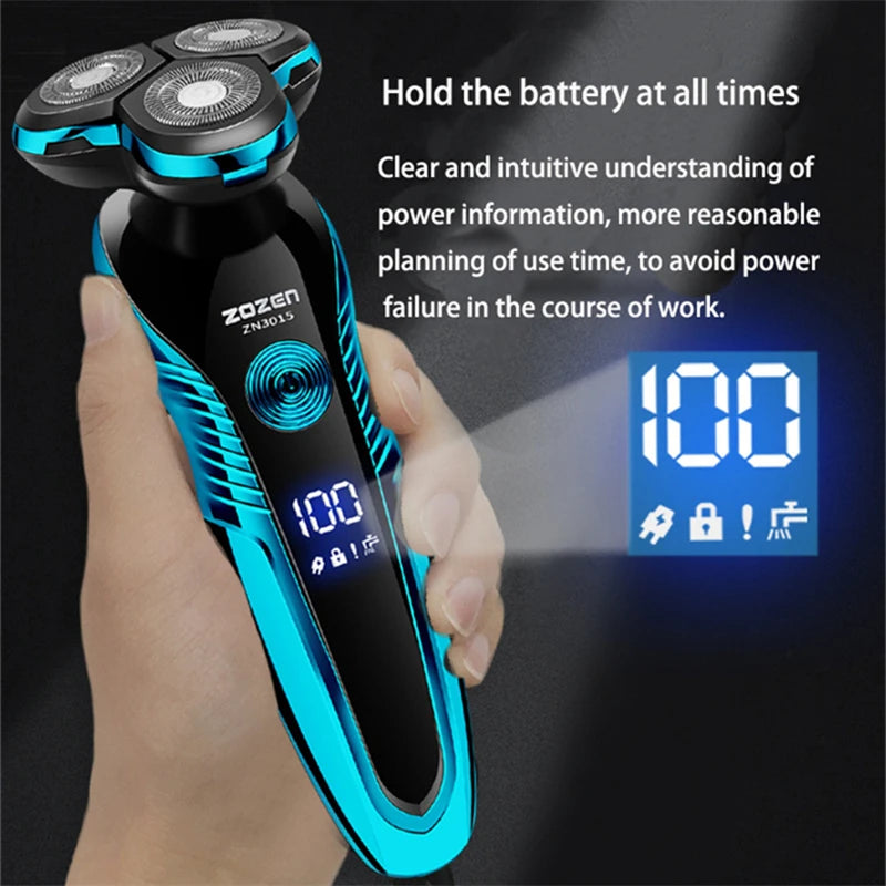 ZOZEN Electric Shaver Washable Rechargeable Electric Razor Body Hair Clipper Cutting Shaving Machine for Men Beard Trimmer