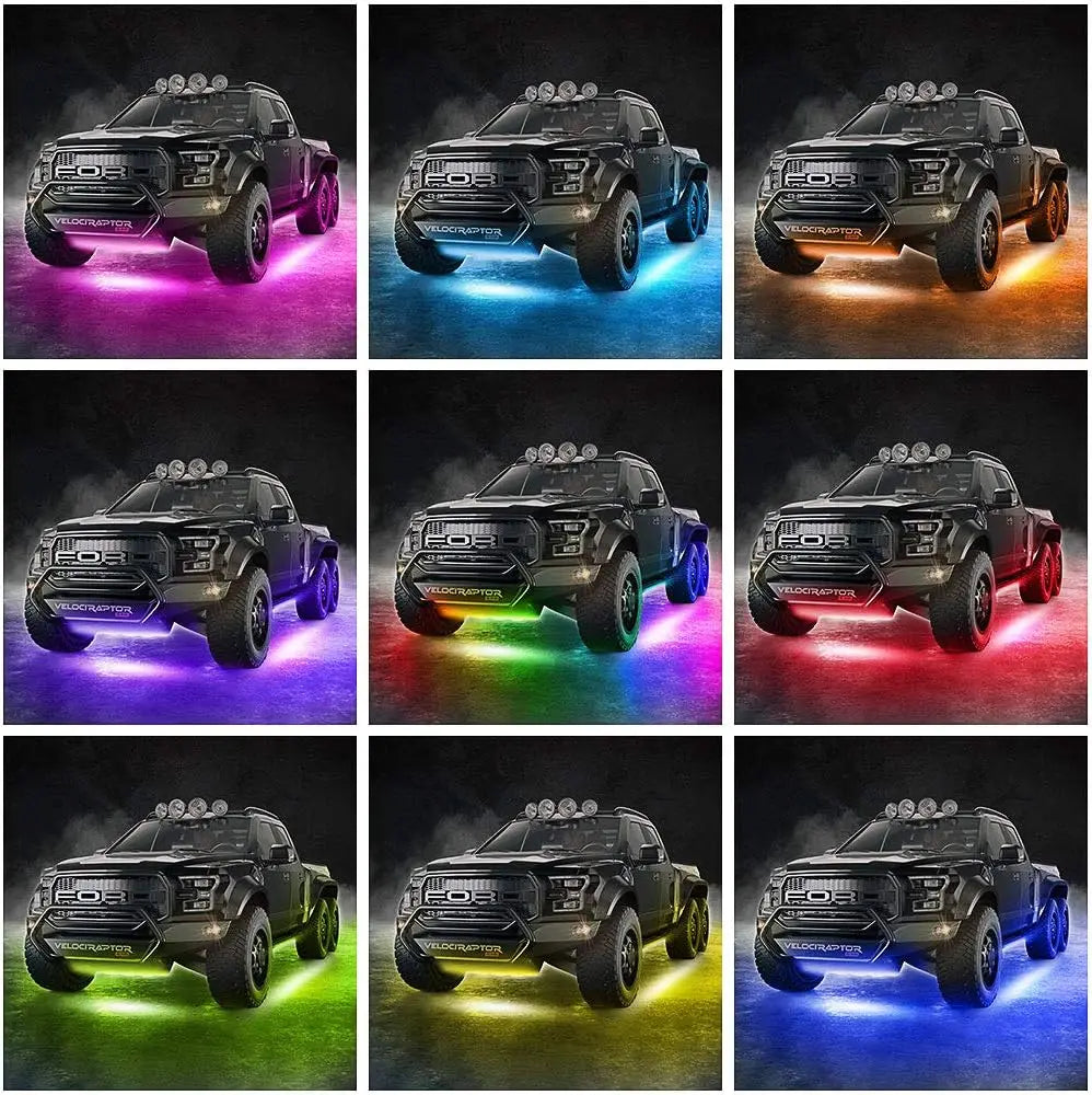 Car Underglow Lights, 6 Pcs Bluetooth Led Strip Lights with Dream Color Chasing, APP Control 12V 300 LEDs Underbody Lights