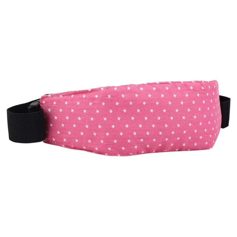 2Pcs Fixing Band Baby Kid Head Support Holder Star Print Sleeping Belt Baby Stroller Safety Seat Holder Belt(PINK)