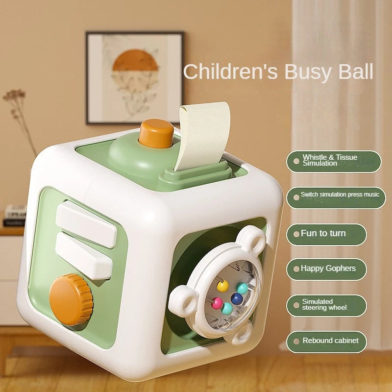 6 in 1 Montessori Educational Toys Sensory Busy Board Baby Practice Skills Drawer Cube Fidget Educational Toys for Girl Boy