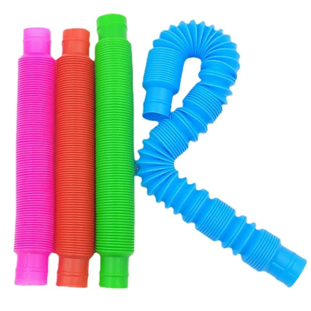 8PCS Colorful Telescopic Tube Pop Tube Stretching Tube Corrugated Tube Children Adult Stress Relief Toy Educational Folding Toys