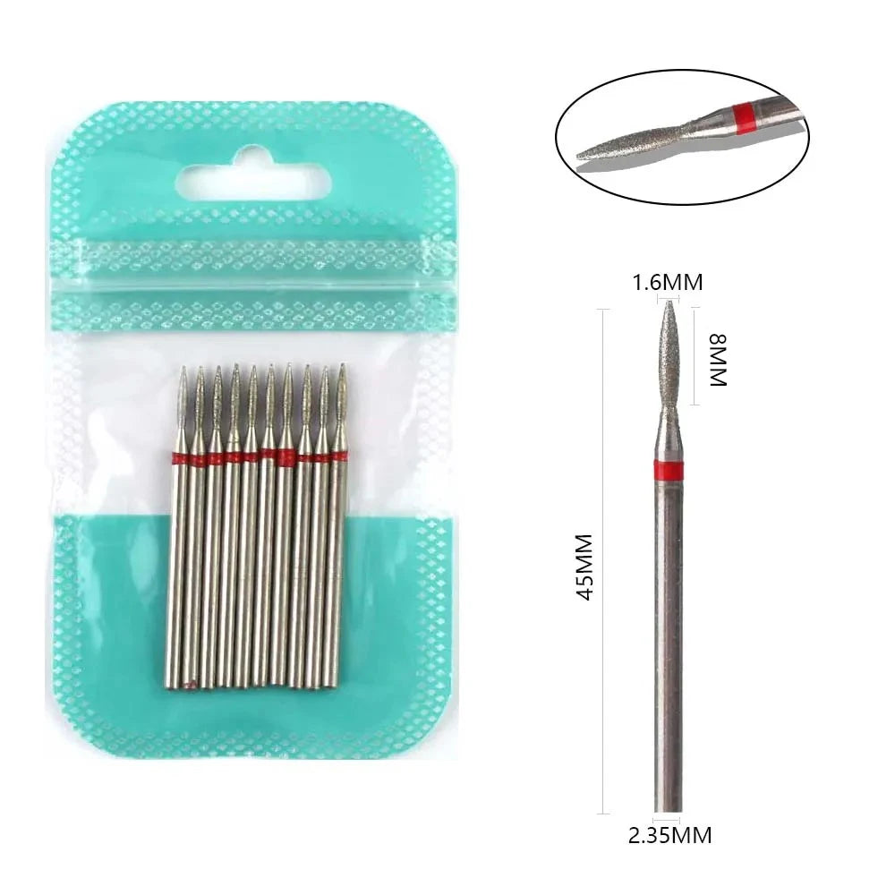 10pcs Diamond Milling Cutter Nail Drill Bits Set For Manicure Accessory Pedicure Eletric Machine Nail Bit Brush Burr Tools