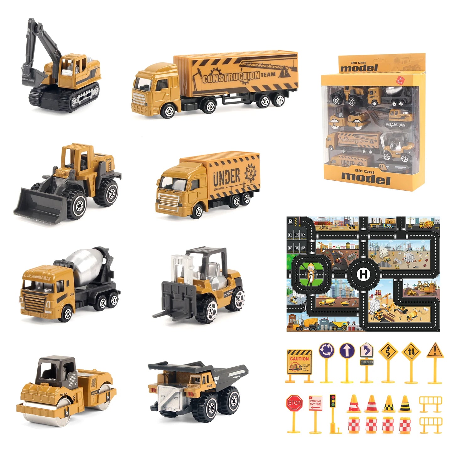 6pcs/set Alloy Engineering Truck Toy Car Classic Construction Model Vehicle Loader Tractor Excavator Toys for 3 years Boys Gifts