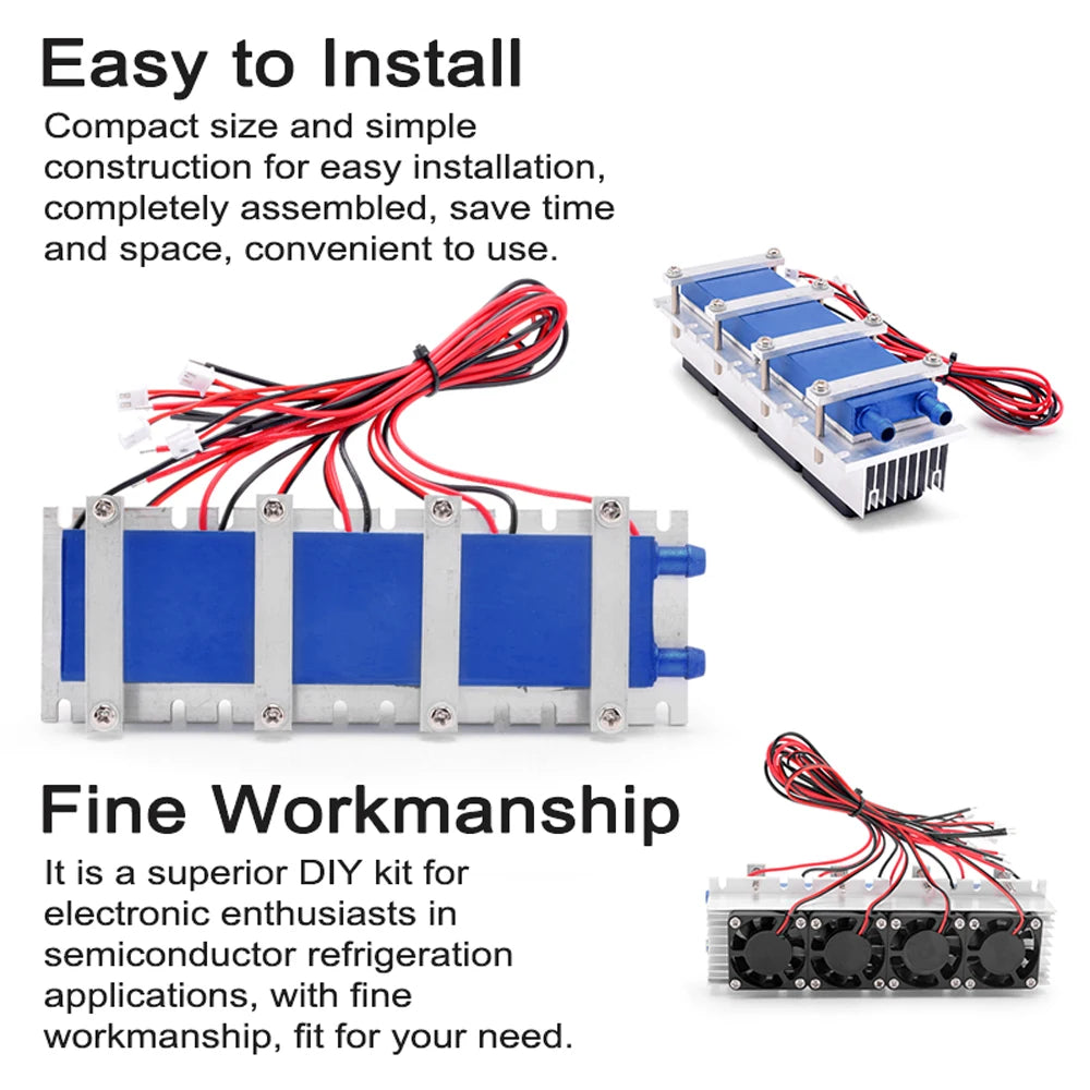 288W/144W Thermoelectric Peltier Refrigeration Cooler 12VDC 30A/15A Semiconductor Cooling System DIY for Air Conditioning Fan