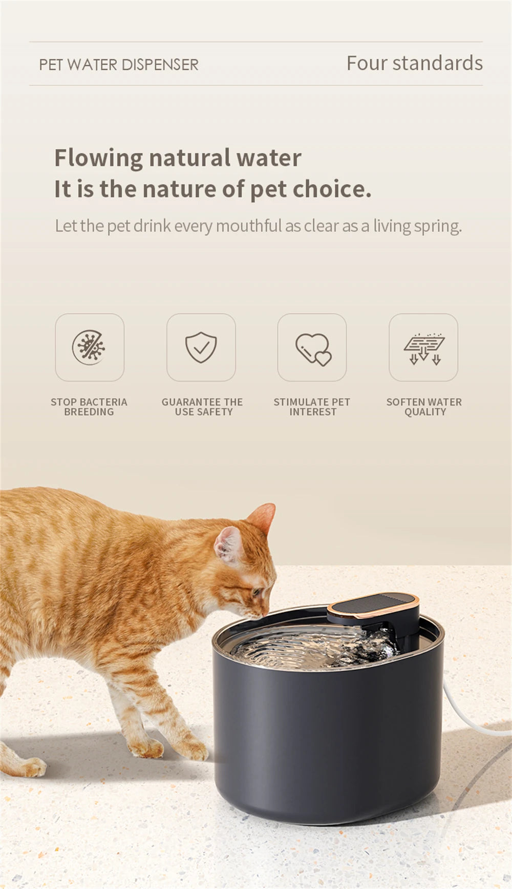 Automatic Cat Water Fountain with LED Light Ultra Silent Pet Drinking Water Fountain USB Cats Electric Mute Water Feeder