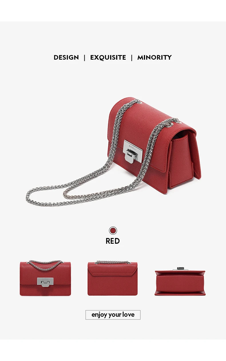 BAFELLI MINI CHAIN BAG WOMEN'S 2024 NEW HANDBAG FASHION SHOULDER CROSSBODY STYLIST COLLOCATION BOX PURSE LUXURY SILVER LEATHER