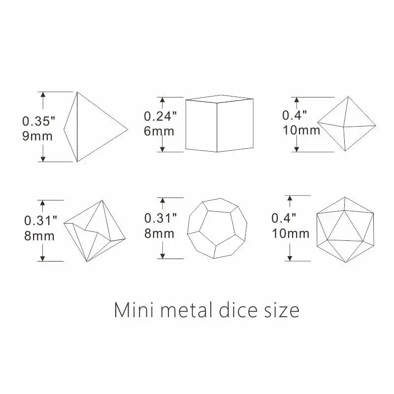 7pcs Set Metal Mini Archaized Board Game Dice Set Polyhedral Table Game Dice Role-Playing RPG Dice