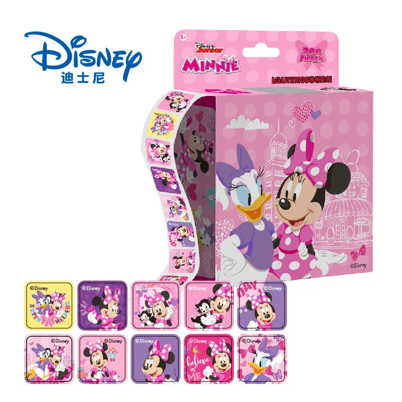 200 Sheets/Box Disney Cartoon Pull Out Stickers Princess Frozen Mickey Mouse Minnie Sticker Girl Boy Teacher Reward Toys Gift