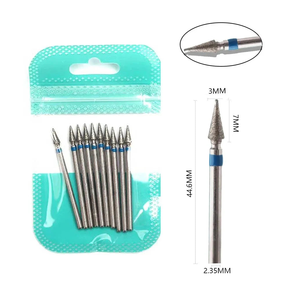 10pcs Diamond Milling Cutter Nail Drill Bits Set For Manicure Accessory Pedicure Eletric Machine Nail Bit Brush Burr Tools