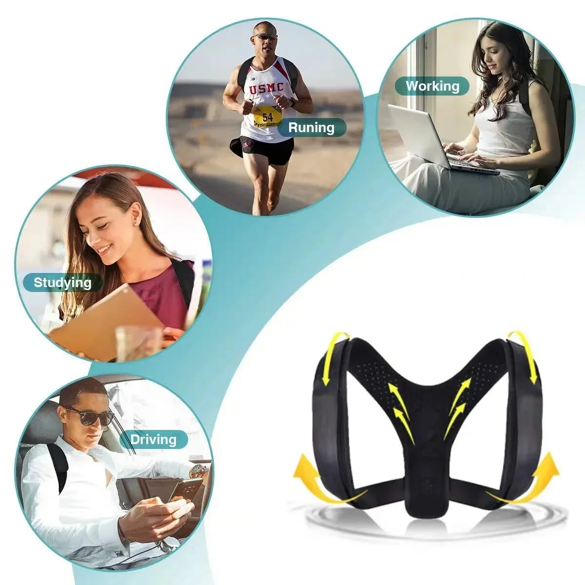 1Pc Upper Back Support  Anti Hunchback Posture Correction Band, Shoulder Straightener for Men Women, Black, Grey