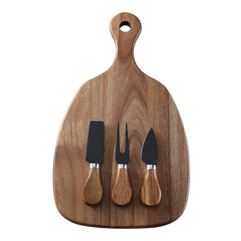 Acacia wood cutting board cutting board steak western fruit chopping board   set cheese knife three-piece set