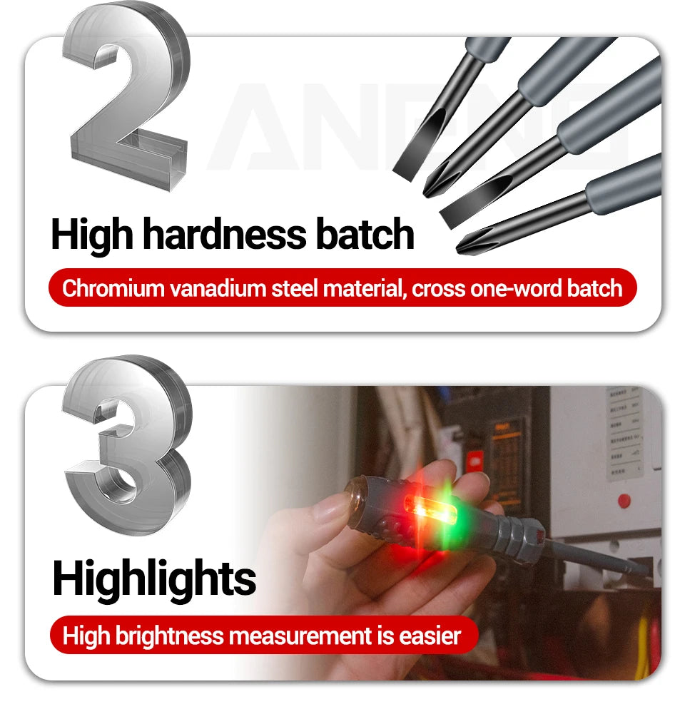 ANENG B05 Word/cross Screwdrivers Neon Bulb Indicator Meter Electric Pen Insulated Electrician Highlight Pocket Tester Pen Tools