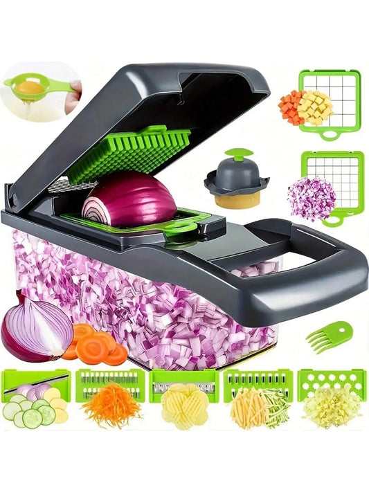 14pcs/16pcs Set,Vegetable Chopper, Multifunctional Fruit Slicer, Manual Food Grater, Vegetable Slicer, Cutter With Container