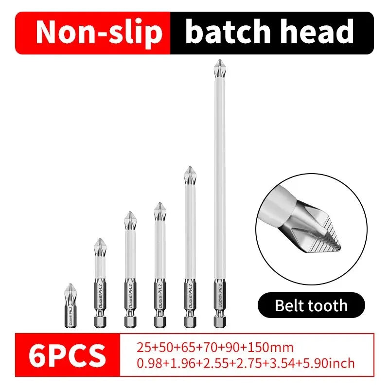 6 PCs Non-Slip Magnetic Cross Head Household Electric Driver Screw Set - High Hardness Hand Drill Bits for Electric Screwdrivers