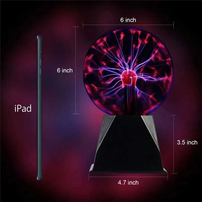 3/4/5/6 Inch Magic Plasma Ball Lamp LED Atmosphere Night Light Only Touch Sensitive Glass Plasma Light Bedroom Decor Kids Gifts