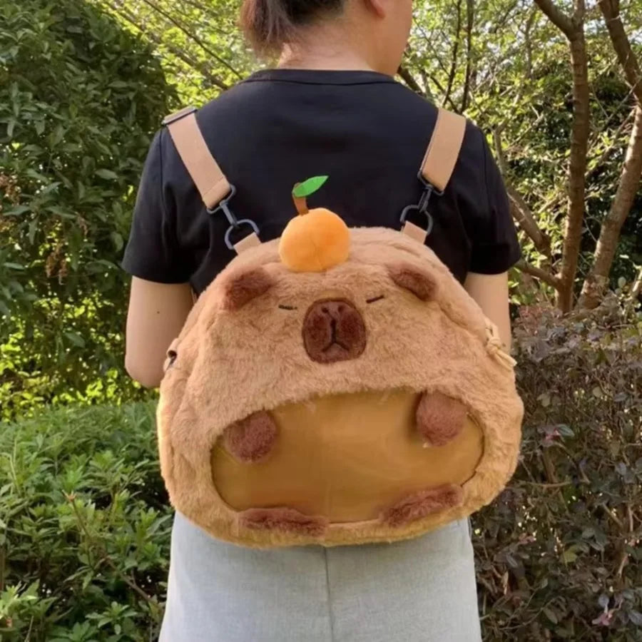 Capybara Plush Backpack Kawaii Fashion Plushie Doll Fur Bag Children's Bag Shoulder Bag Mini Knapsack Bags Gifts For Girlfriend