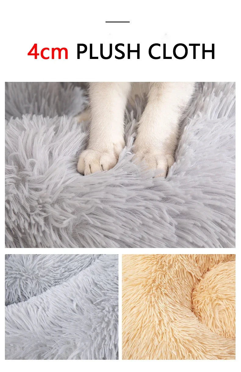 Cats Bed House Donut Round Sofa Supplies Winter Pet Accessories Warm Products Cushions Basket Kitten Mat for Cat Dog Beds