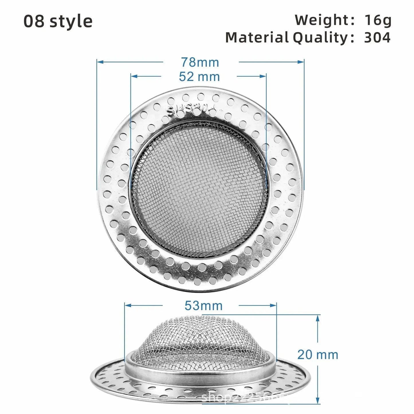 1PCS Kitchen Sink Filter Stainless Steel Mesh Sink Strainer Filter Bathroom Sink Strainer Drain Hole Filter Trap Waste Screen