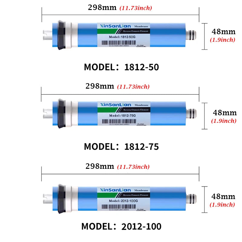 100 125 150 200 GPD Home Kitchen Reverse Osmosis RO Membrane Replacement Water System Filter Purifier Water Drinking Treatment